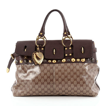 Gucci Babouska Belted Satchel GG Coated Canvas and Leather XL