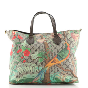 Gucci Convertible Soft Tote Tian Print GG Coated Canvas Medium