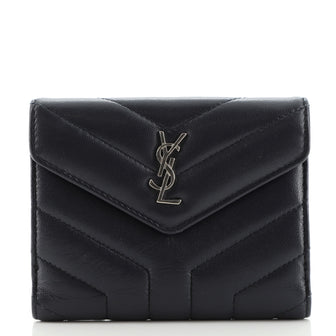 Saint Laurent Classic Monogram Trifold Wallet Matelasse Chevron Leather