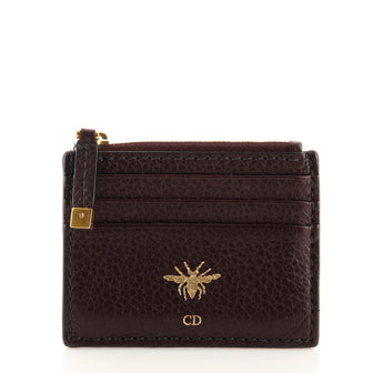 Christian Dior D-Bee Zip Card Holder Leather