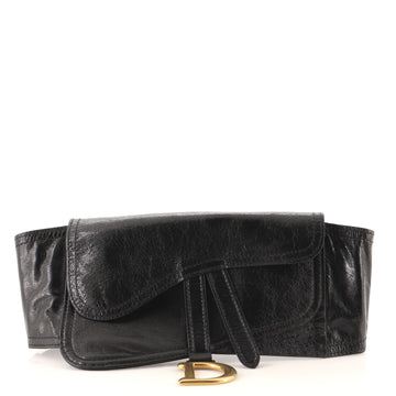 Christian Dior Saddle Double Buckle Belt Bag Leather