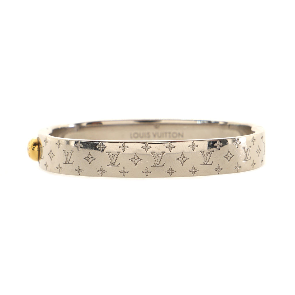 Louis Vuitton Nanogram Cuff Bracelet Metal Silver 1115321