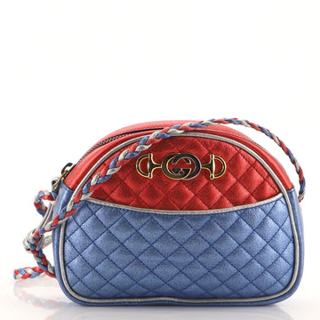 Gucci Trapuntata Camera Shoulder Bag Quilted Laminated Leather Mini