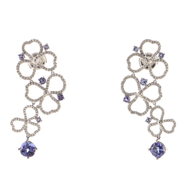Tiffany & Co. Paper Flowers Open Drop Earrings Platinum with Tanzanite and Diamonds