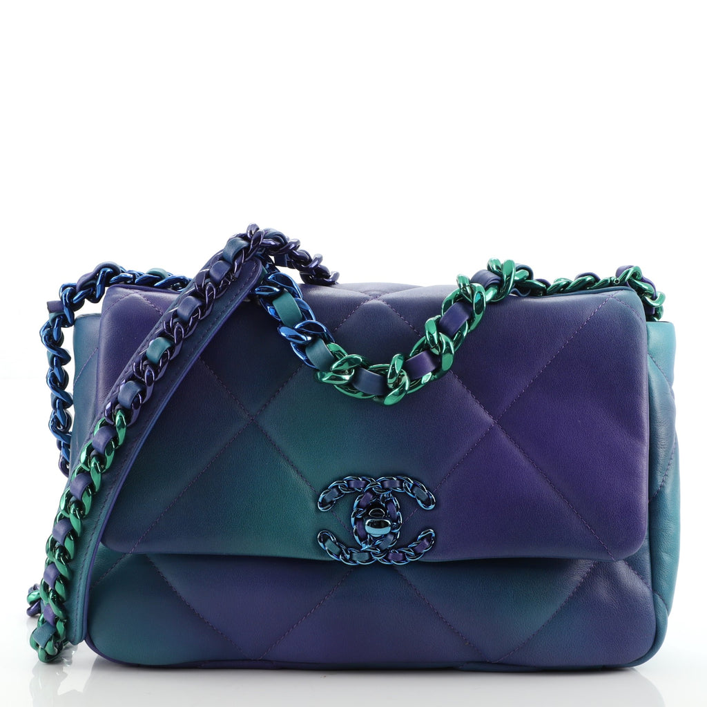 Chanel 19 Flap Bag Quilted Tie Dye Calfskin Medium Blue 1115571