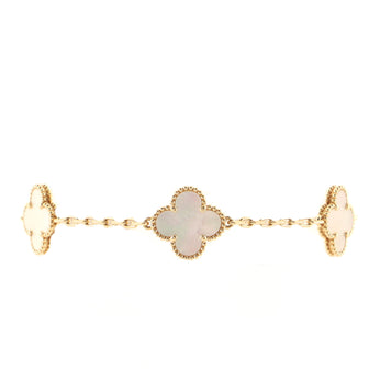 Van Cleef & Arpels Vintage Alhambra 5 Motifs Bracelet 18K Yellow Gold and Mother of Pearl