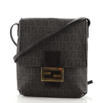 Fendi Vintage Flap Crossbody Bag Zucchino Coated Canvas Small