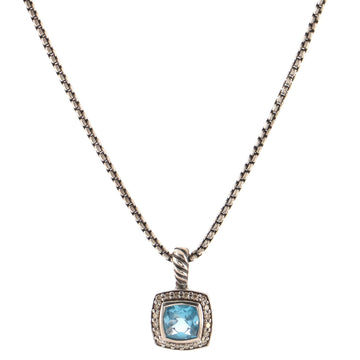 David Yurman Petite Albion Pendant Necklace Sterling Silver with Topaz and Diamonds