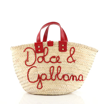 Dolce & Gabbana Kendra Coffa Tote Embroidered Woven Straw