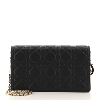 Christian Dior Lady Dior Wallet on Chain Pouch Cannage Quilt Lambskin Long