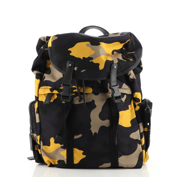 Valentino Double Buckle Backpack Camouflage Nylon Large