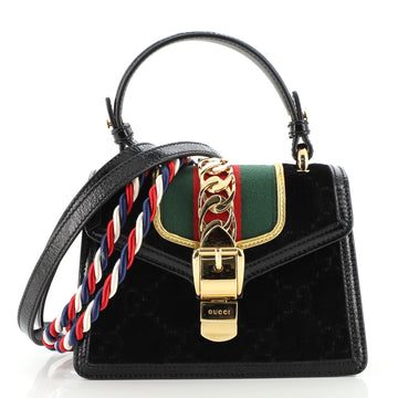 Gucci Sylvie Top Handle Bag GG Velvet Mini
