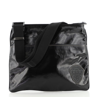 Gucci Top Zip Crest Messenger Dialux Coated Canvas Large