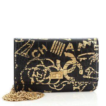 Chanel Reissue 2.55 Wallet on Chain Graffiti Crocodile Embossed Calfskin