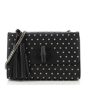 Gucci Miss Bamboo Shoulder Bag Studded Leather Medium