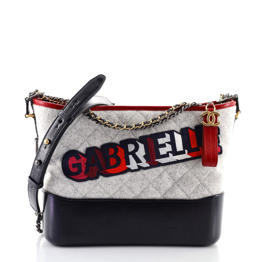 Chanel Gabrielle Logo Hobo Quilted Felt and Calfskin Small