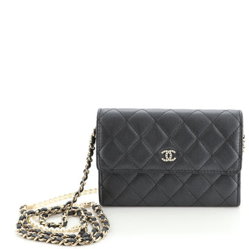 Chanel Pearl My Shoulder French Wallet on Chain Quilted Lambskin Mini