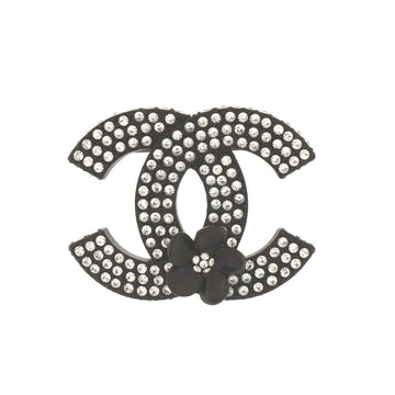Chanel CC Flower Brooch Metal with Crystals