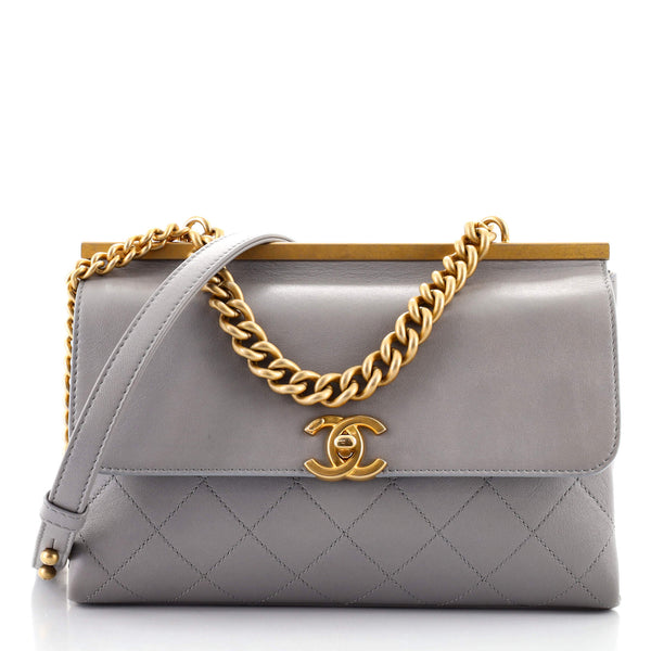 Chanel Small Flat Quilted Coco Luxe Flap Bag Light Beige Aged Gold