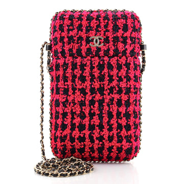 Chanel Chain Around Phone Holder Crossbody Bag Tweed and Ribbon