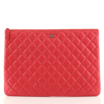 Chanel O Case Clutch Quilted Lambskin Large