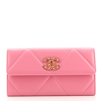 Chanel 19 Flap Wallet Quilted Lambskin Long Pink 11172027