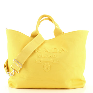 Prada Embossed Logo Drill Tote Canvas Large
