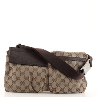 Gucci Vintage Double Belt Bag GG Canvas