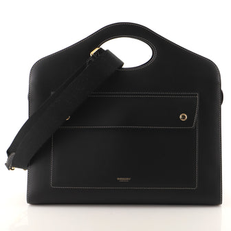 Burberry Logo Pocket Tote Leather Medium
