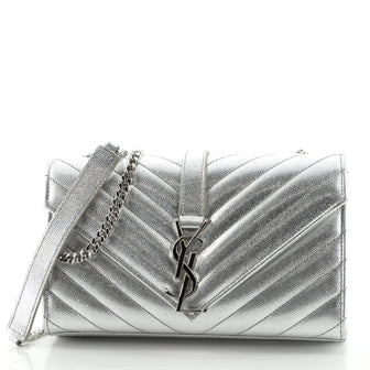 Saint Laurent Classic Monogram Envelope Satchel Matelasse Chevron Leather Small