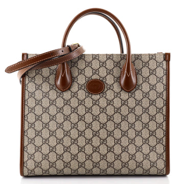 Gucci Structured Top Handle Open Tote GG Coated Canvas Small