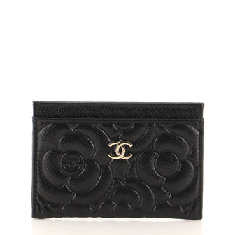 Chanel Classic Card Holder Camellia Caviar