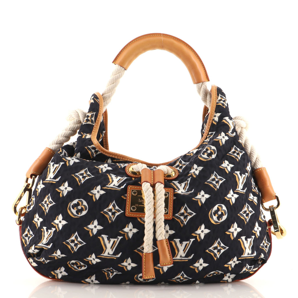 Louis Vuitton Bulles Handbag Monogram Nylon MM Blue 1118673
