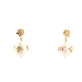 Christian Dior Multi Charm Tribales Stud Earrings Metal and Faux Pearls with Crystal