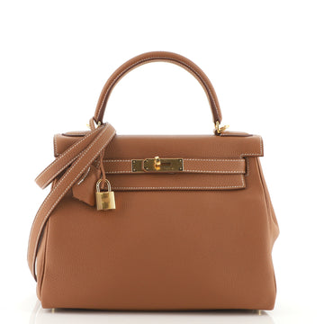 Hermes Kelly Handbag Brown Togo with Gold Hardware 28
