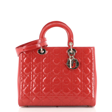 Christian Dior Lady Dior Bag Cannage Quilt Patent Large