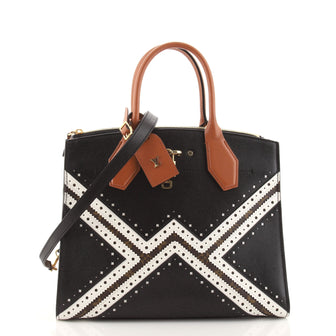 Louis Vuitton City Steamer Handbag Limited Edition Brogue Monogram Canvas and Leather MM