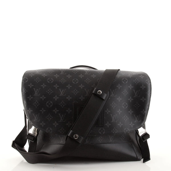 Louis+Vuitton+Voyager+Messenger+Bag+MM+Black+Canvas for sale online
