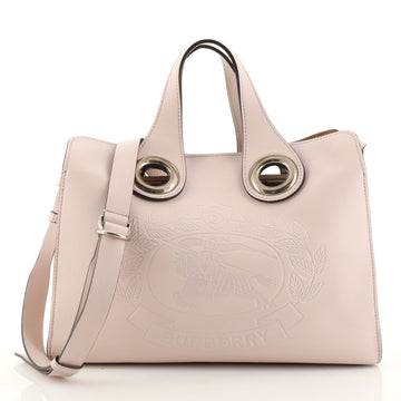 Burberry Crest Grommet Tote Embossed Leather Large