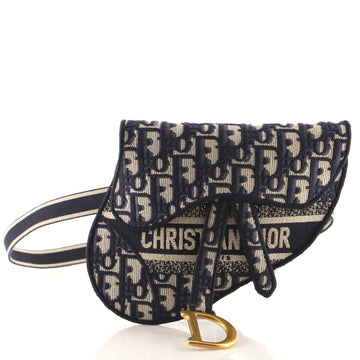 Christian Dior Saddle Belt Bag Logo Embroidered Oblique Canvas