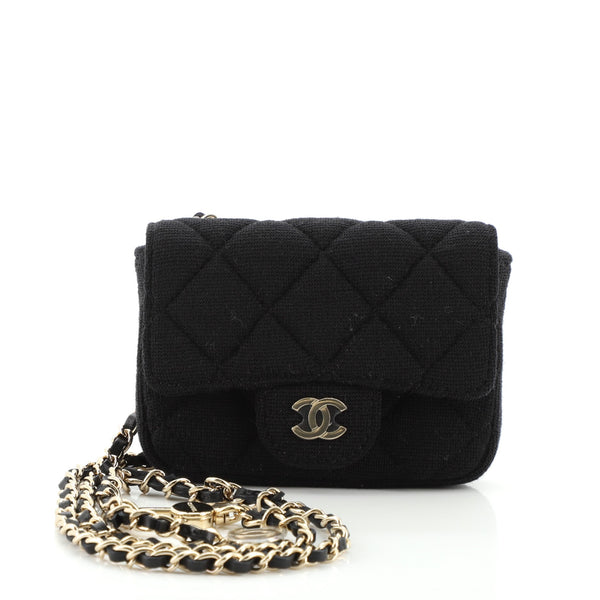 CHANEL Caviar Quilted Mini Chain Belt Bag Black 658069