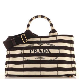 Prada Canapa Convertible Tote Printed Canvas Medium