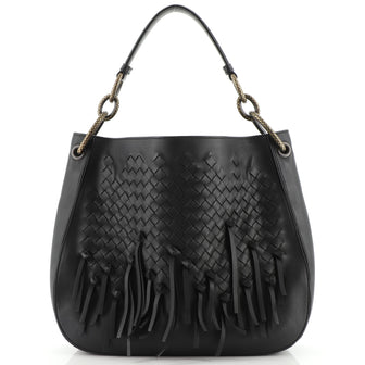 Bottega Veneta Loop Shoulder Bag Fringe Intrecciato Nappa Medium