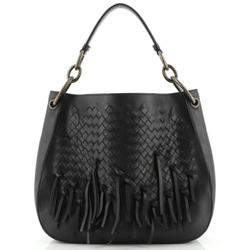Bottega Veneta Loop Shoulder Bag Fringe Intrecciato Nappa Medium