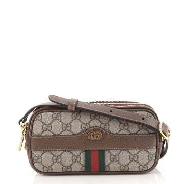 Gucci Ophidia Triple Zip Crossbody Bag GG Coated Canvas Mini