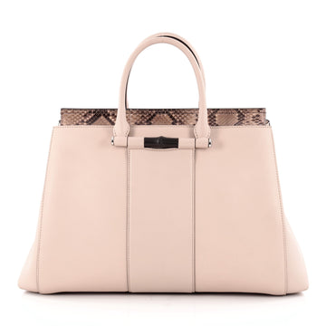 Gucci Lady Bamboo Top Handle Bag Leather and Python