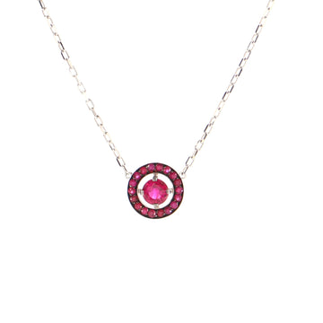 Boucheron Ava Round Pendant Necklace 18K White Gold and Rubies