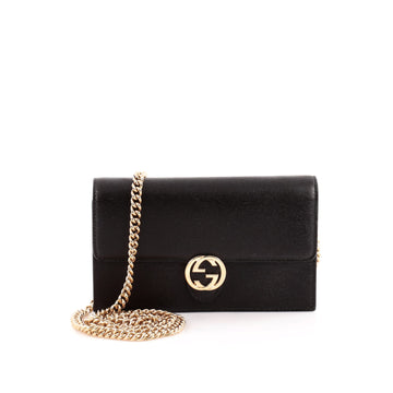Gucci Interlocking Wallet on Chain Leather