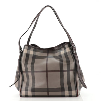 Burberry Canterbury Tote Smoked Check Coated Canvas Small