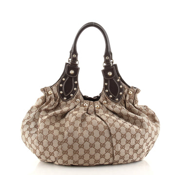 Gucci Pelham Shoulder Bag Studded GG Canvas Medium